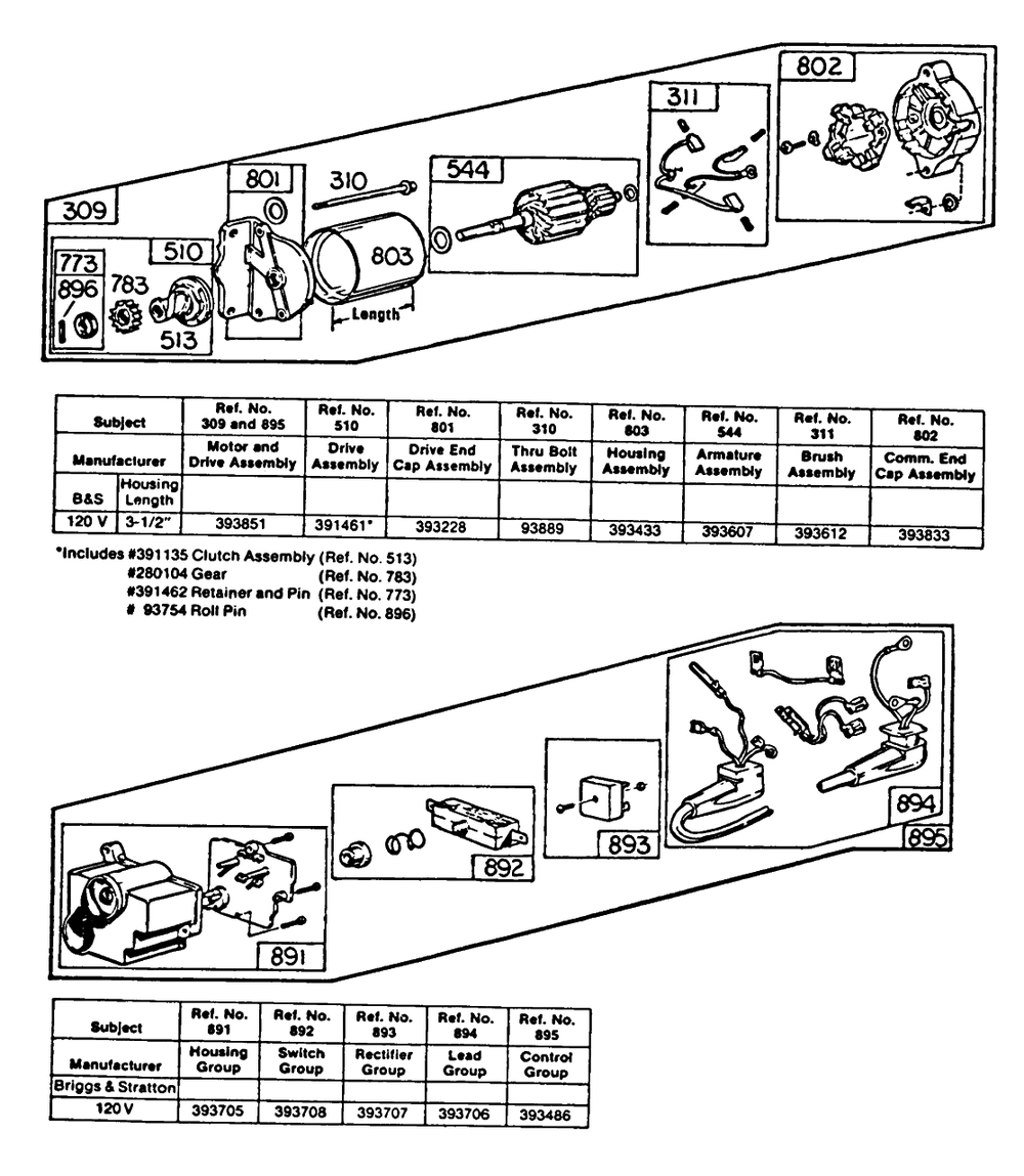 Electric Starter,startercontrol Diagram and Parts List for 190707-0793-XX  Briggs and Stratton Engine